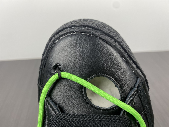 o-w x nike blazer low black electro green dh7863-001