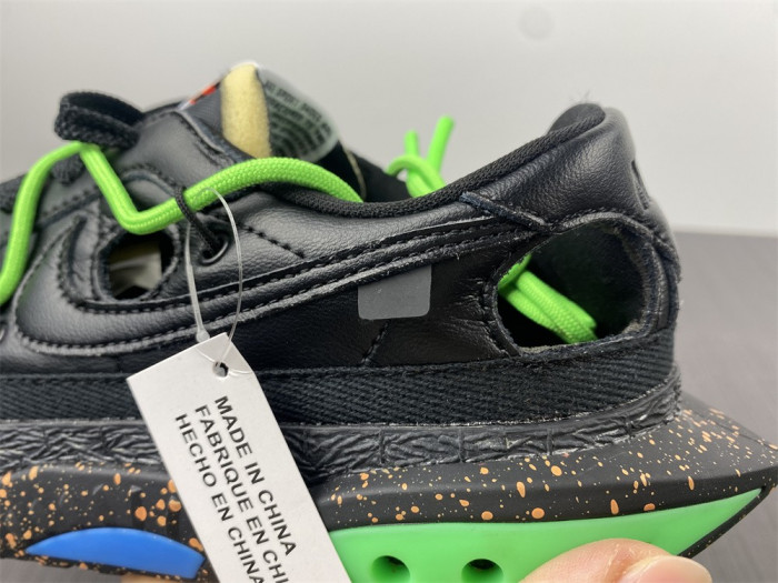 o-w x nike blazer low black electro green dh7863-001