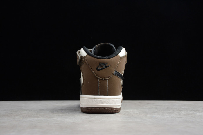 kids nike air force 1 mid 07 x travis scott beige brown 314197-168